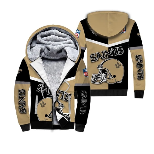 New Orleans Saints Men's Zipper Fleece Hoodie Jacket Outwear
