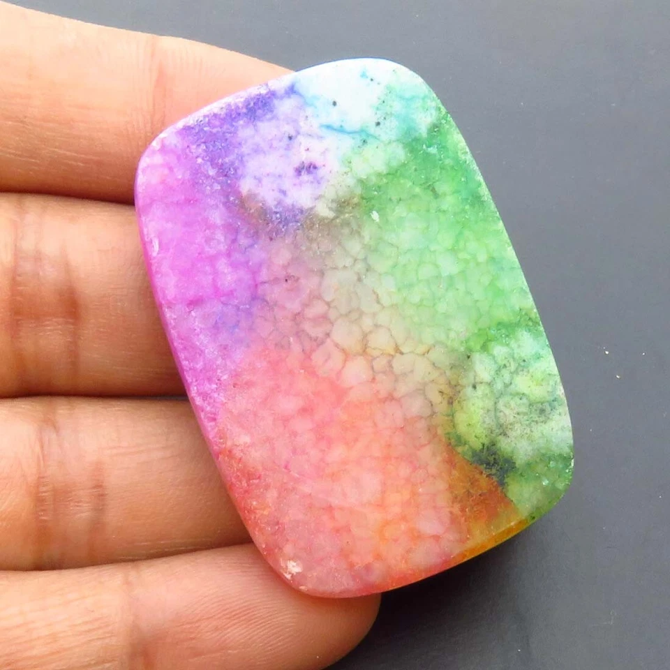 Natural Solar Quartz Druzy Gemstone 43x30mm Baguette Multi Solar Cabochon SO-596 - Image 3 of 3