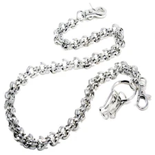 DK 2 Ring Biker Trucker Keychain Key Jean Wallet Chain CS125 (26.5") Silver