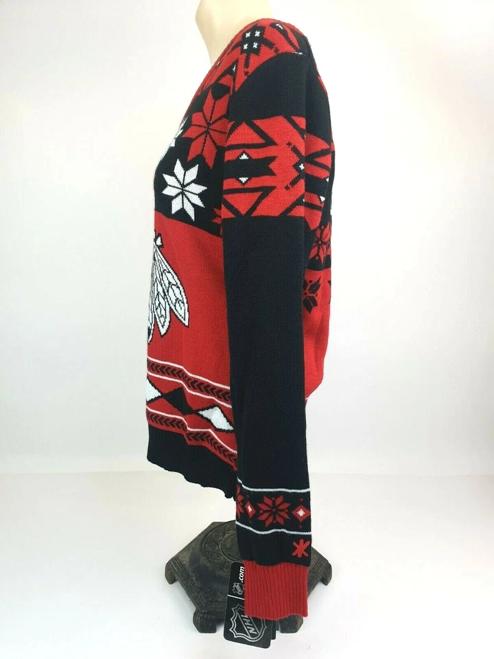Suéter de Navidad para Mujer Talla M Chicago Blackhawks NHL NUEVO CON ETIQUETAS Oficial Feo Cuello en V Foto 2 de 4