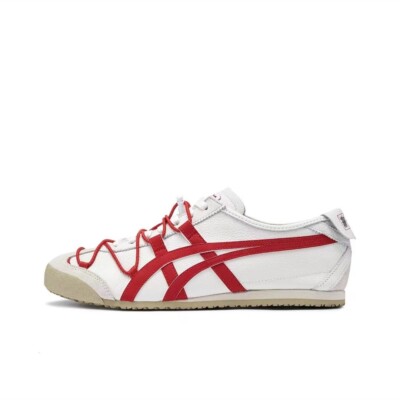For Gifts Unisex Onitsuka Tiger Mexico 66 Classic White & Red Sport Shoes
