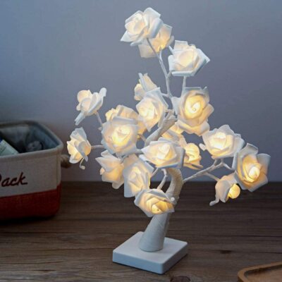 Dekoleuchte USB Batteriebetriebe LED Rosenbaum Lampe Künstlich Bonsai Baum Licht