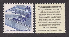 1970's VIDEOCASSETTE RECORDER VCR (BETAMAX & VHS TAPES) - U.S. POSTAGE STAMP