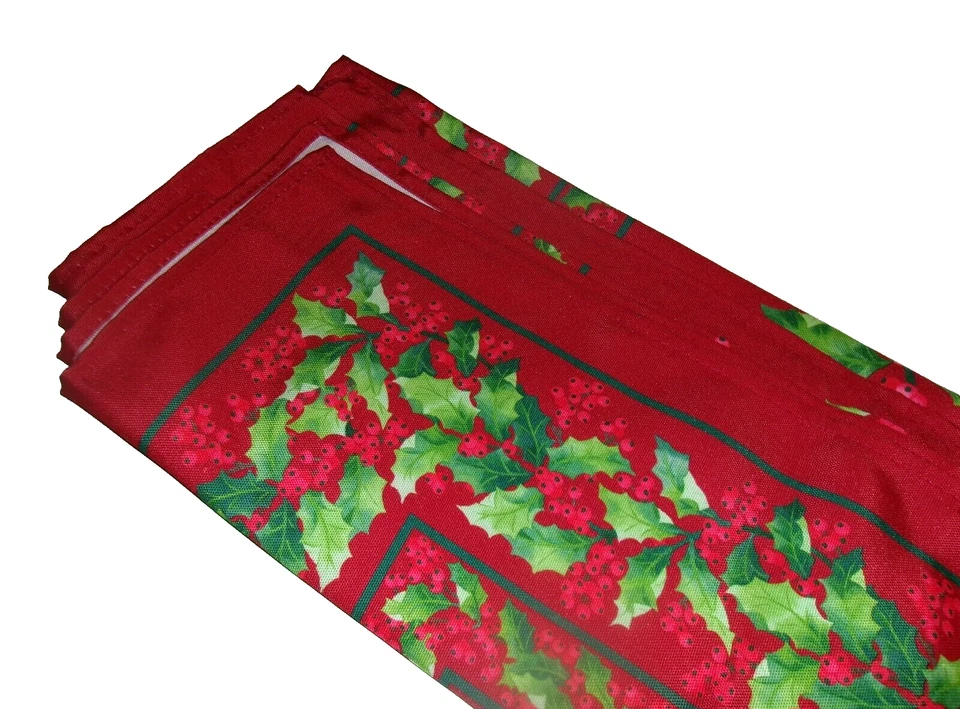 Benson Mills Christmas WINTER HOLLY Tablecloth SPILLPROOF OBLONG/RECTANGULAR NEW - Image 3 of 4