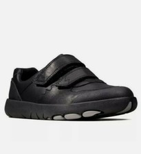 Image of Clarks Rex Pace Black Leather Shoes SIZE UK 7.5 H EU 25 Infants