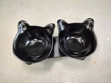 Cat Shaped Double Bowl, Cat Food  Water Bowls, Free Shipping