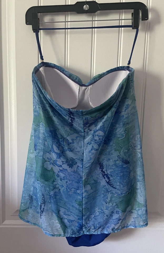 Traje de baño azul Ralph Lauren Flyaway bandeau de una pieza para mujer talla 8 Foto 3 de 4