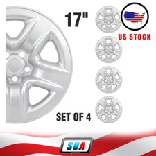Set of 4 For Toyota RAV4 17 Inch Trim Silver ABS Hub Caps Wheel Skins Covers Kit