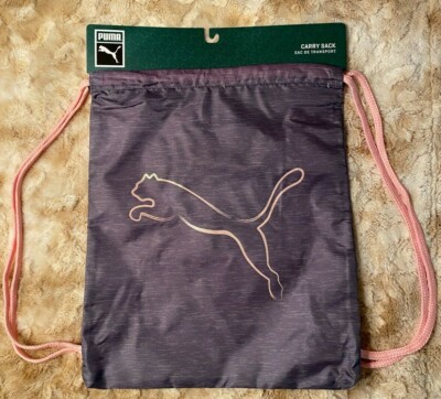 PUMA Official Swift Carry Sack Pink Grey Pull Draw String Sports