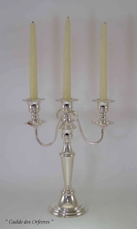 Candelabro de plata, 3 luces lisas 14 pulgadas Foto 4 de 4