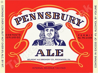 Pennsbury Ale Beer Label 18'' x 24'' Metal Sign