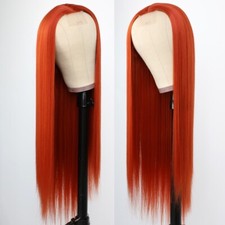Orange Wig Synthetic Lace Front Wigs Fashion Women Natural Straight Long Cosplay