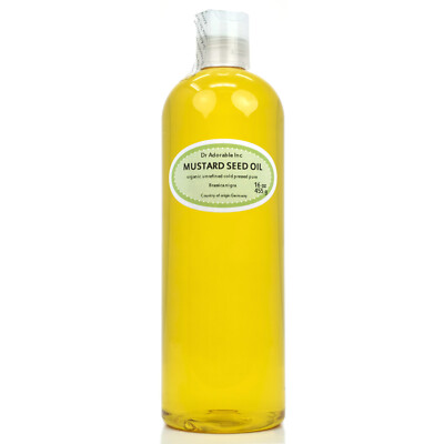 Pure Mustard Seed Oil Organic Cold Pressed By Dr.Adoroble 16 oz/1 Pint Free Ship