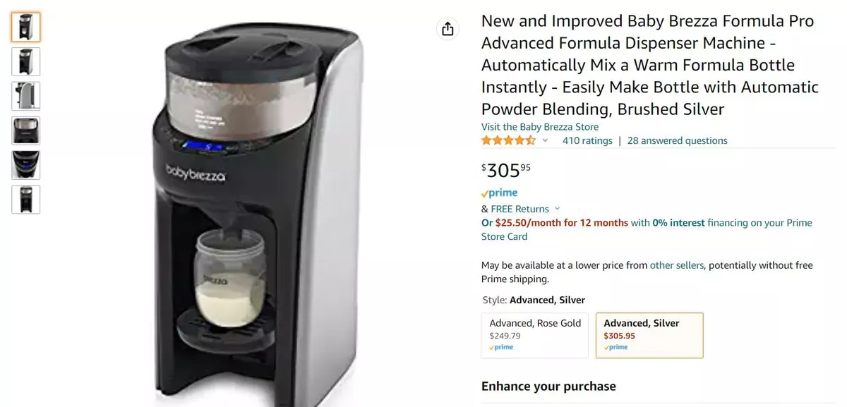 Baby Brezza New and Improved Formula Pro Advanced Formula Dispenser Machine  - Automatically Mix a Warm Formula Bottle Instantly - Easily Make Bottle