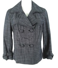 Calvin Klein Jacket Sz 10 Gray Black Double Breasted Cotton Stretch Blazer Women