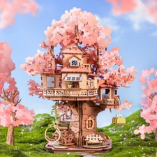 Rolife Sakura Tree House DIY 3D Wooden Puzzle Model Toys Girls Adult Gifts