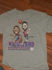Larry Bird & Magic Johnson Miner League T Shirt Gray Sz Large