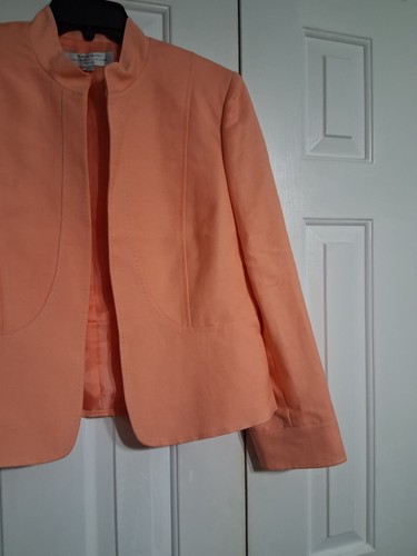 Giacca blazer donna Tahari Arthur Levine misto lino pesca taglia 12P - Foto 6 di 8