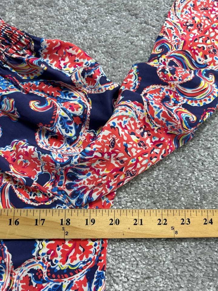 Blusa Top Lilly Pulitzer Elsa Mujer Mediana Multicolor Seda Paisley Cuello Dividido Foto 4 de 4