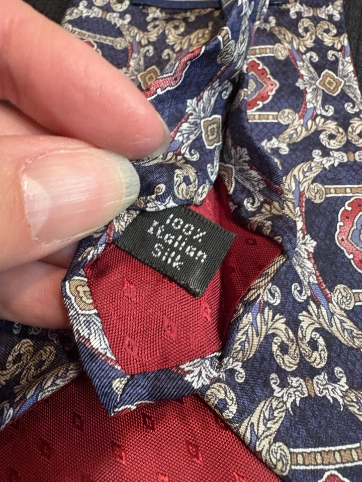 Corbata Savile Row Company patrón geométrico azul Foto 4 de 4