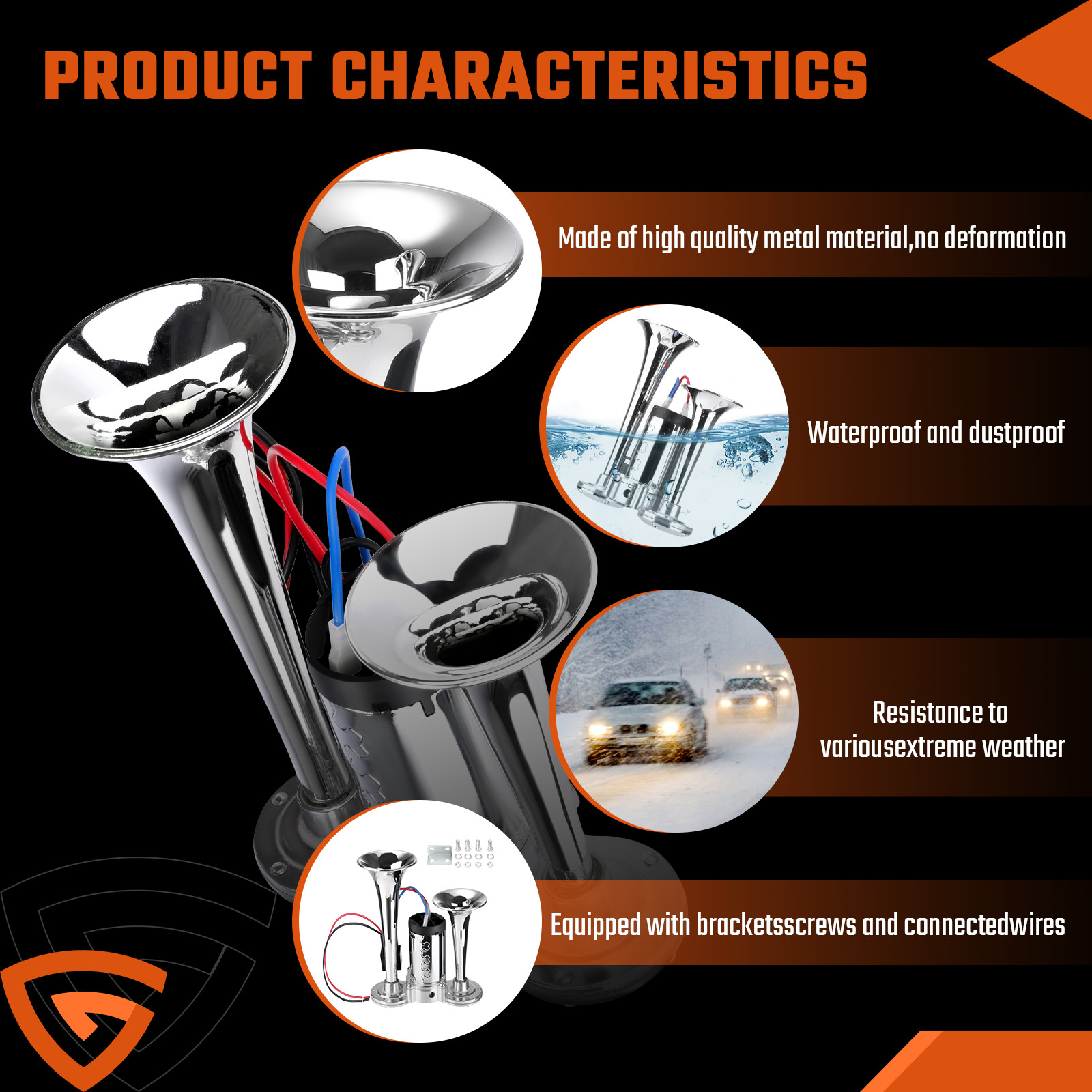 12V Super Loud Dual Trumpet Train Air Horn 600DB 12V Dual Trumpets Super Loud