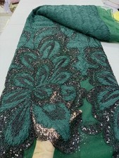 YQOINFKS Beaded Sequin Fabric Luxury Embroidery Tulle Lace Swiss Voile Bridal 5Y