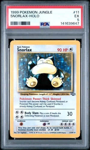 1999 POKEMON JUNGLE #11 SNORLAX-HOLO PSA 5