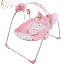 Baby Swings for Infants Girl Newborn Music Adaptable Speed Timing Pink