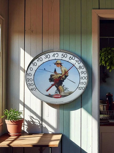 Vintage Coca-Cola Norman Rockwell Fishing Boy Tru Temp Thermometer