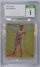 1933 GOUDEY DIZZY DEAN ROOKIE (RC) #223 CSG 1