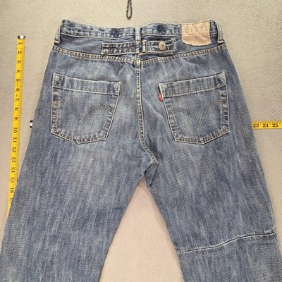 VTG Levis Engineered Jeans Mens Blue Straight Buckle Back Twisted Fits 32x33