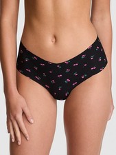 VICTORIA'S SECRET PINK No Show Cheeky Panty Black Cherry Print Small NWT