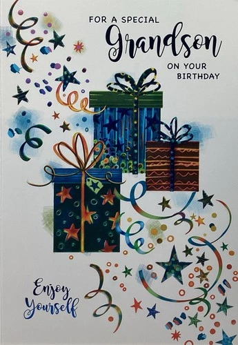 GRANDSON BIRTHDAY CARD BIRTHDAY PRESENTS 7”x5” FREE P&P