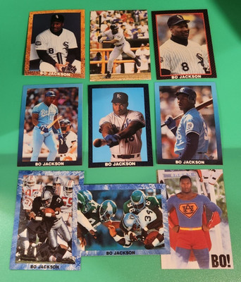 Bo Jackson NICE 9 CARD ODDBALL RARE LOT White Sox / Royals / Raiders / Auburn