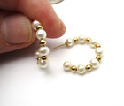 14K Yellow Gold Pearl And Gold Ball Hoop Earrings [E363] — photo 7