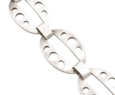 925 Sterling Silver Vintage Bracelet EUROPE Geometric Cut Out Link Chain BT11442