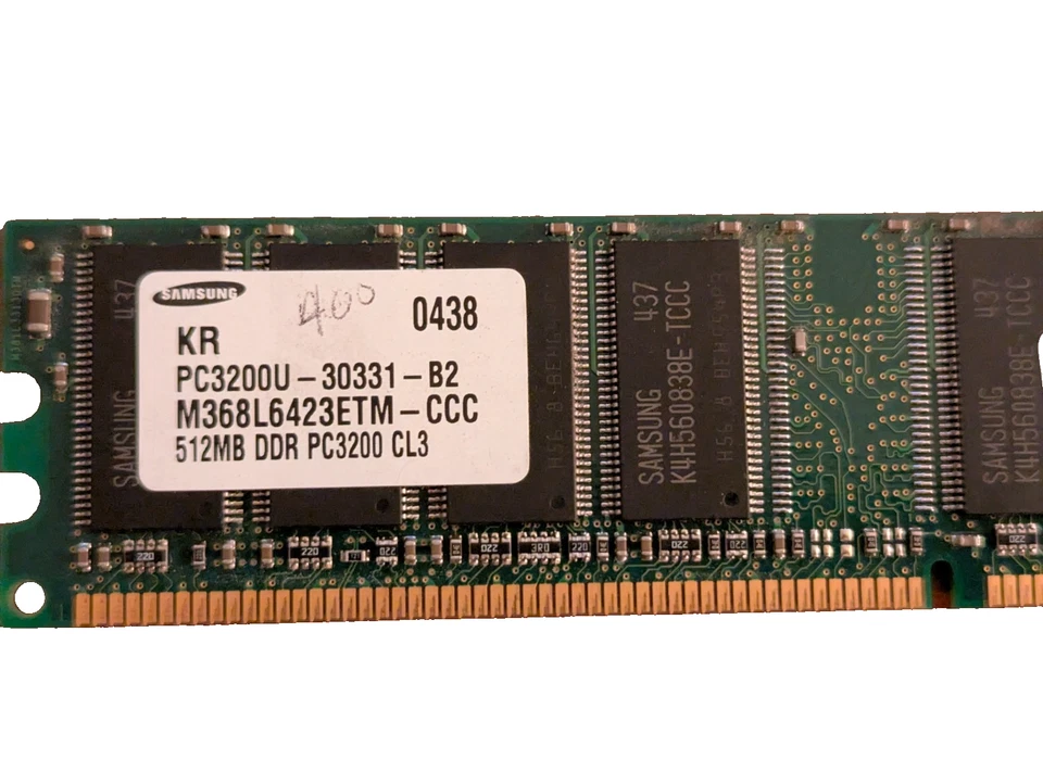 Samsung 512MB DDR PC3200 RAM (M368L6423ETM-CCC) 184-Pin Desktop Memory - Image 2 of 3