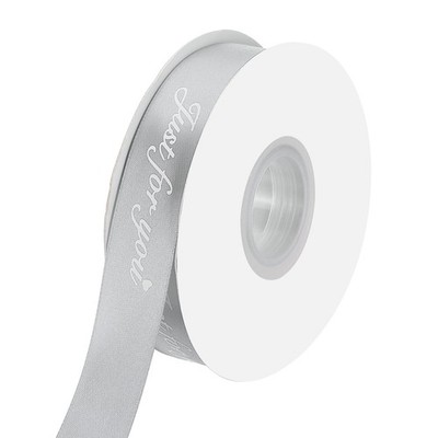 Satinband 1 Zoll x 45 m, für Valentinstagsband silbergrau