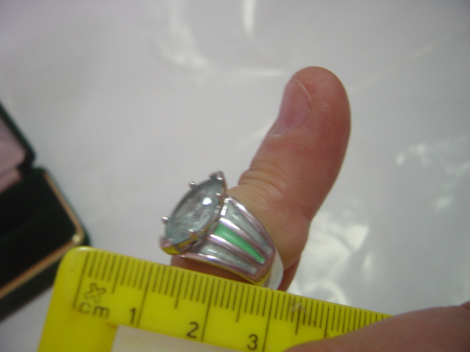 superb Solid Silver chunky enamelled Ring-large n… - image 8