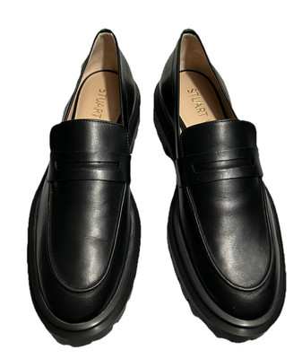 Stuart Weitzman Womens Soho Leather Black Lug-Sole Penny Loafers Sz 8B