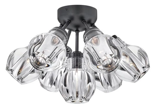 Fredrick Ramond FR46951 Elise 7 Light 16"W Semi-Flush Globe - Black - Picture 1 of 5