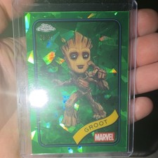 Topps 2025 Topps Chrome Marvel Groot #35 Green Sapphire Serial Numbered /99
