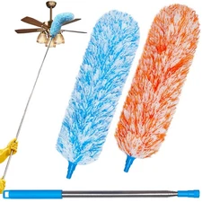 2 Pcs Microfiber Feather Duster,Extendable Duster Up to 100" Extra Long Pole New