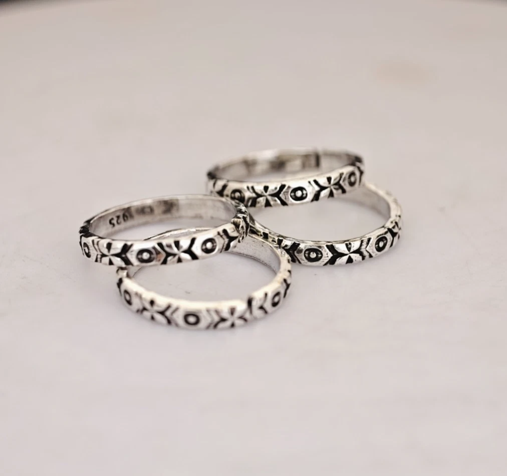 925 Sterling Silber Geometrischer Zehenring Verstellbar Boho Oxidiert Fußschmuck