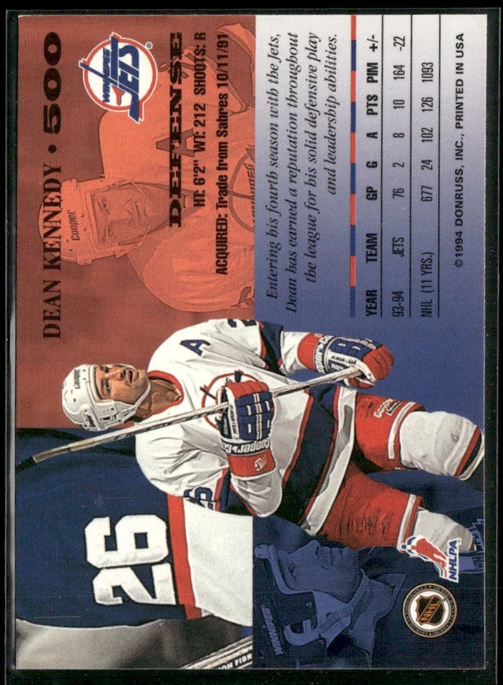 1994-95 Leaf #500 Dean Kennedy - Image 2 of 2