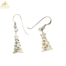 925 Sterling Silver Christmas Tree Dangle Drop Earrings R  PSH039871 