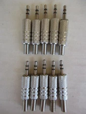 (10 pk) 3.5mm STEREO TRS Cable Male Plug Steren Strain Relief 250-150 1/8" Metal