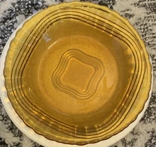 Set Of 2 Vintage Duralex Amber Glass Wave Bowls Gold Fall Thanksgiving