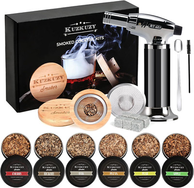 Cocktail Smoker Kit with Torch   6 Flavors Wood Chips   Bourbon, Whiskey Smok...