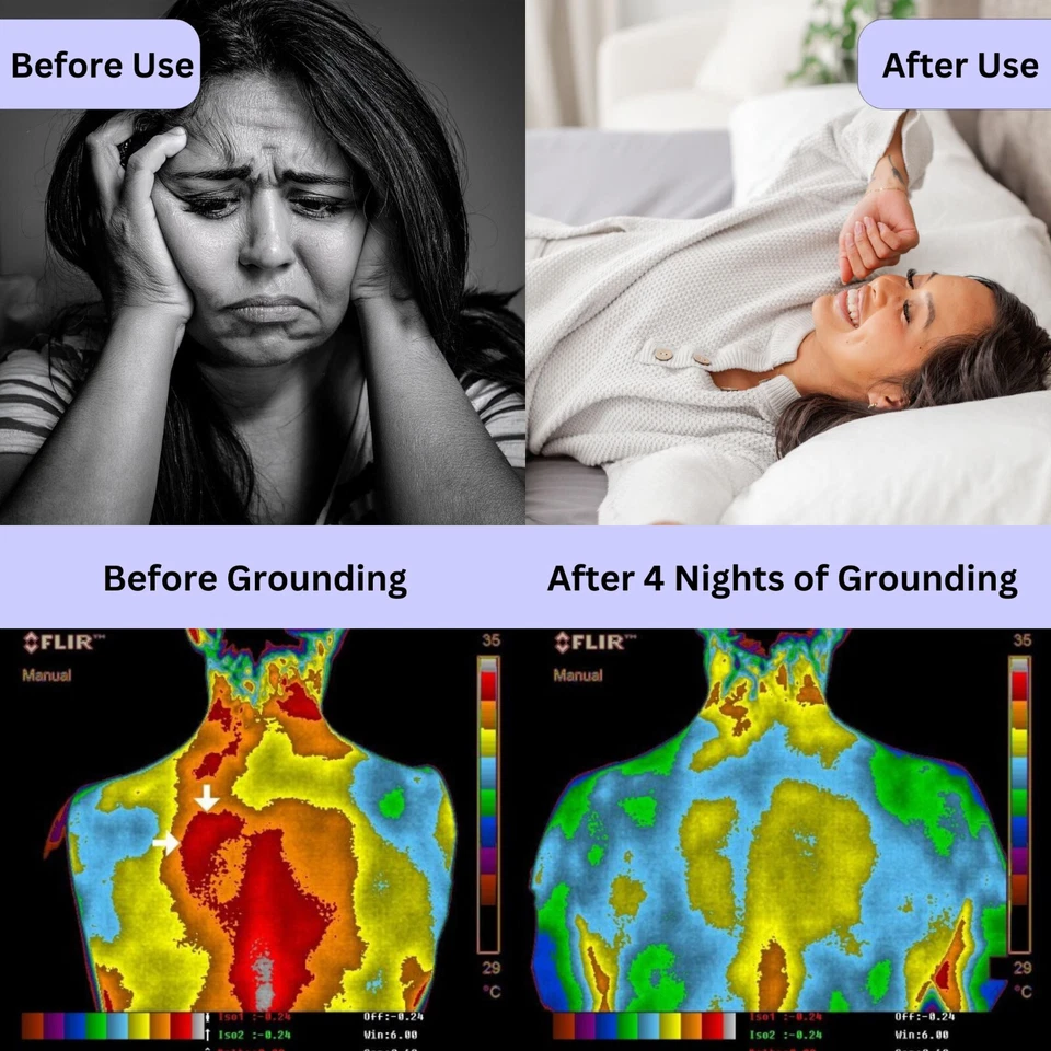 Sábanas de puesta a tierra ajustables, 20 % fibra plateada, algodón orgánico certificado, HECHAS EN EE. UU. Foto 4 de 4